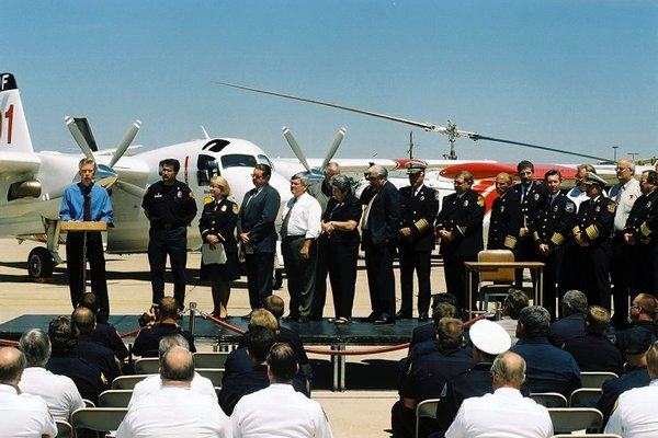 Governor Davis Speaking at a California Department of Forestry and Fire Protection Event.