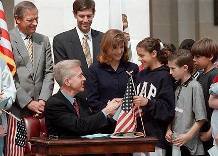 Governor Davis Signing a Landmark Education Bill.