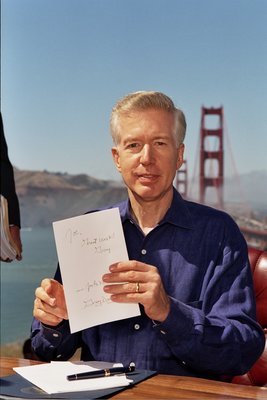 Governor Davis At The Golden Gate Bridge Overlook Signing A Bill to Reduce Carbon Emissions.