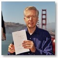 Governor Davis At The Golden Gate Bridge Overlook Signing A Bill to Reduce Carbon Emissions.