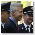 Governor Gray Davis Flanked By California Firefighters At The Unveiling of the Firefighters Memorial
