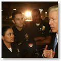 Governor Gray Davis meeting with Southern California Police Officers to discuss community safety.