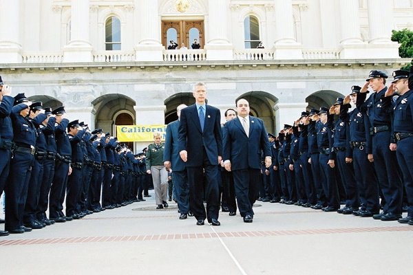 Governor Davis, Lieutenant Governor Cruz Bustamante, and Attorney General Bill Lockyer Attending the California Peace Officers Memorial Event in Sacramento.