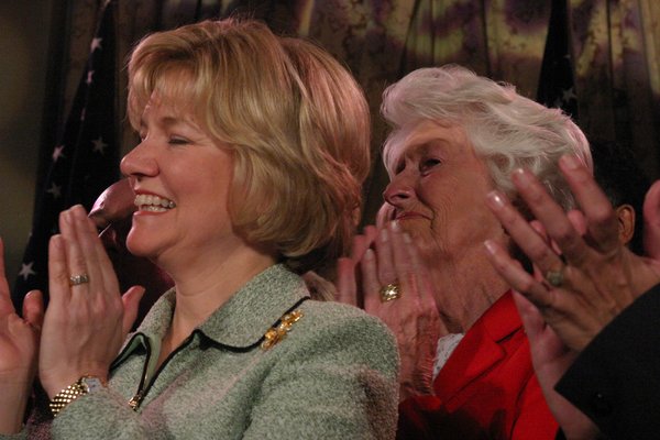 First Lady Sharon Davis accompanied by the Governor's mother, Ms. Dorris Morell on Election Night.