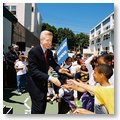 Governor Davis Shaking Hands With Students Following a School Event in Southern California to Highlight Improving Academics.