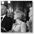 Governor Gray Davis, flanked by First Lady Sharon Davis and Dorris Morell (The Governor's Mother), on Election Night.